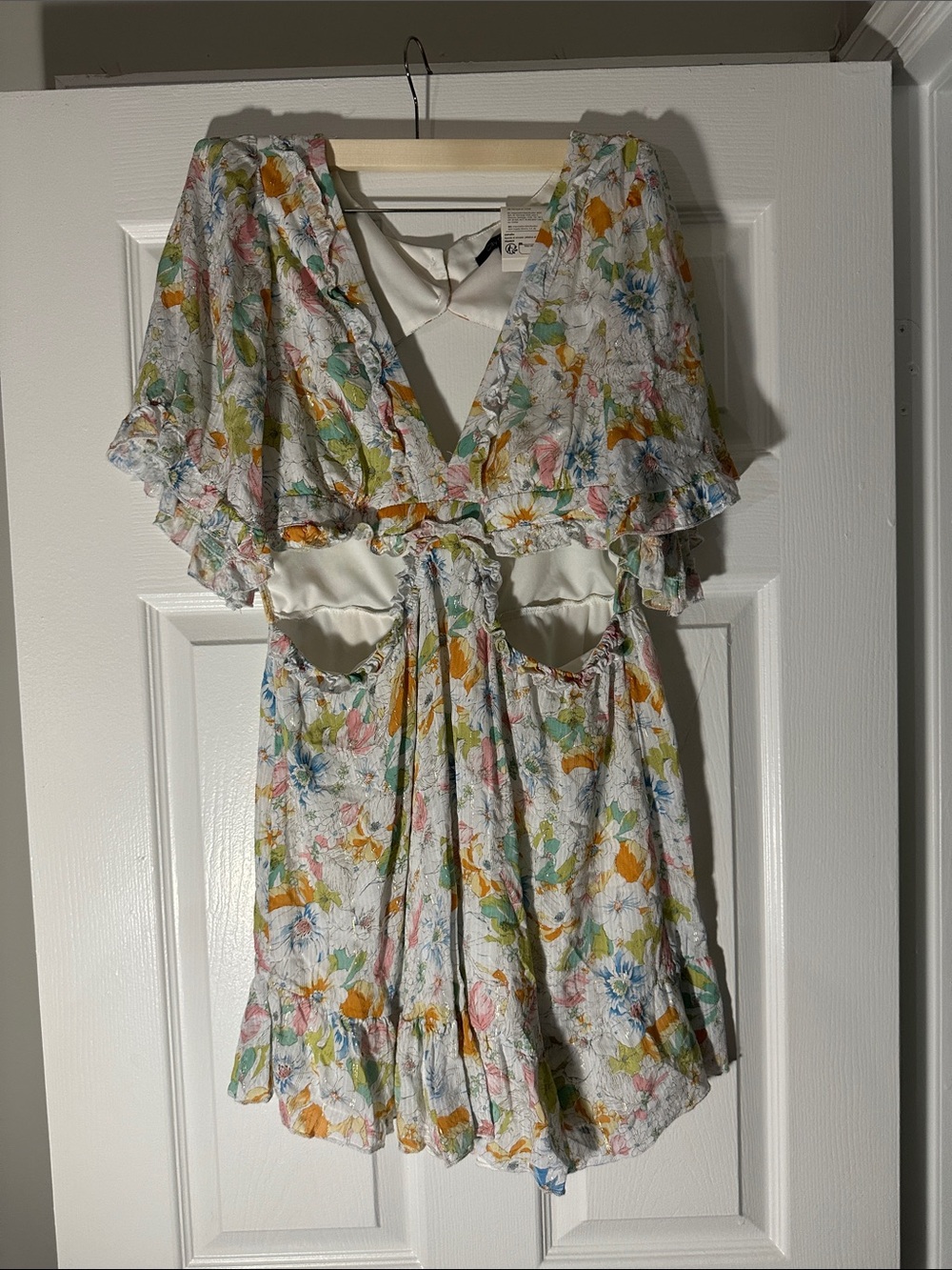 City Studio White Mini Dress with Pastel Floral Print